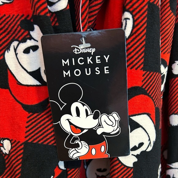 Disney Mickey Mouse Christmas Pajamas Large Red Black Plaid Minky Plush NWT NEW - Picture 9 of 10